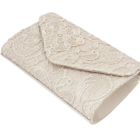 🍀NWOT Premium Lace Paisley Floral Fabric Satin Envelope Flap Clutch Evening Bag - Picture 3 of 6